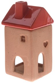 Ceramiczny kominek zapachowy Czerwony domek, 7,5 x 15 x 7,5 cm