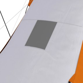 Outsunny Namiot tunelowy, wodoodporny 2000mm, namiot kempingowy dla 4-6 osób, z 2 sypialniami i przestrzenią mieszkalną, torba transportowa, szary+pomarańczowy | Aosom PL