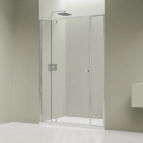 Drzwi prysznicowe skrzydłowe z panelami stałymi NT607 FLEX - bezpieczne szkło Nano 6 mm - różne kolory i szerokości