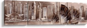 Obraz - Victoria Harbor, Hongkong, efekt sepii (170x50 cm)