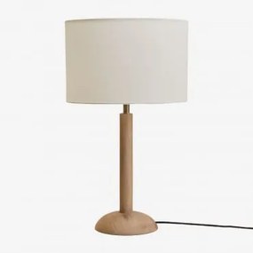 Lampa Stołowa Harry Z Drewna Mango Drewno Mango & Biały Ø30 Cm - ↑25 Cm Arlina - Sklum