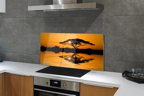 Szklany Panel Drzewo o Zachodzie Słońca