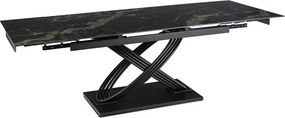 Stół Rozkładany Prostokątny IBIZA 160-240 cm Ceramiczny Czarny Marmur do Jadalni Nowoczesny