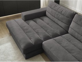 Antracytowy aksamitny narożnik (lewostronny/z szezlongiem) Sierra – Bobochic Paris