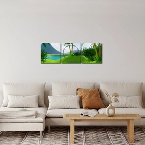 Obraz - Jeziora w dżungli (z zegarem) (90x30 cm)
