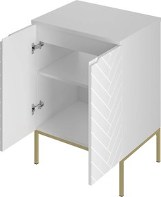 Szafka pod umywalkę nablatową Aspen 09, biały mat/złoty, 60 cm - zestaw 1