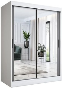 Szafa przesuwna z lustrem 150 cm biel + antracyt - Kukkin 4X