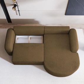 Masseno Narożnik AMILIA z funkcją spania i pojemnikiem na pościel Narozniki L, Rozkładana sofa - Miodowy, QUELLE 17