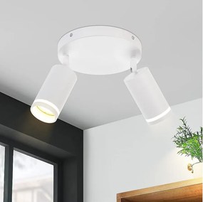 NETTLIFE 2-płomienna lampa sufitowa LED - Biała lampa sufitowa GU10 Obrotowy reflektor Drewniany kinkiet Reflektor ścienny do salonu sypialni Bez żarówki