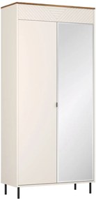 Szafa dwudrzwiowa z lustrem kaszmir + dąb castello C2-H14