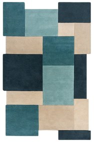 Niebieski/beżowy wełniany dywan 200x290 cm Abstract Collage – Flair Rugs