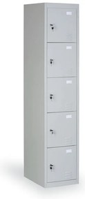 Szafka skrytkowa S2, 5 schowków, 1820 x 380 x 500 mm, demontaż, zamek cylindryczny, drzwi szare
