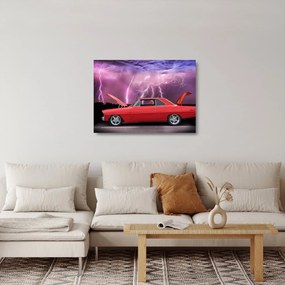 Obraz na szkle - czerwone auto (70x50 cm)