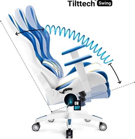 Fotel gamingowy młodzieżowy Diablo X-One 2.0 Small Size, kolor Aqua Blue