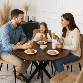 Stół Okrągły LAUREN 90 cm Dąb Rustykalny/Czarny Loft Nowoczesny