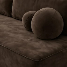 Sofa z Funkcją Spania ARVETO Brązowa Welurowa Nowoczesna