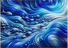 Obraz na szkle – Ryby w falach (70x50 cm)