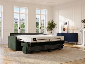 Kanapa 3-osobowa rozkładana typu express z tkaniny w kolorze butelkowej zieleni - Powierzchnia spania 140 cm - Materac 18 cm CALIFE