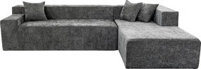 Narożna sofa "Tessaro" z teksturowanej tkaniny - 4-osobowa - szara