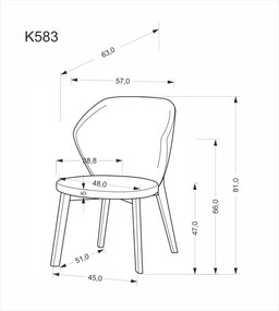 Krzesło do jadalni na orzechowych nogach K583 Halmar
