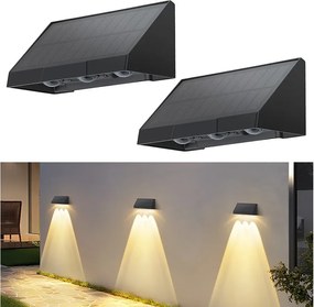 NETTLIFE Solarne lampy zewnętrzne - 2 zewnętrzne lampy ścienne LED Solarne, 3000K Ciepła biel