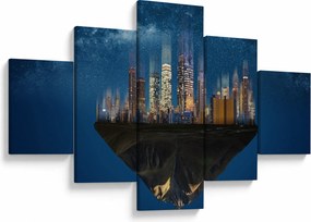 Obraz - Wielkie miasto unoszące się w kosmosie (125x70 cm)