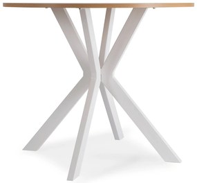 Stół Okrągły LAUREN 90 cm Dąb/Biały Skandynawski