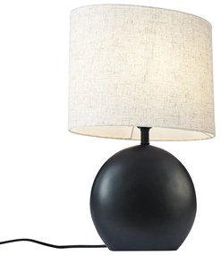 Lampa stołowa Japandi czarna z lnianym abażurem - TimoJapandi Oswietlenie wewnetrzne