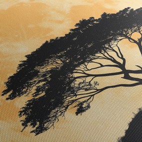 Obraz – Drzewo w złotej pełni księżyca II. (z zegarem) (90x30 cm)