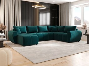 BEDANTE narożnik w kształcie U MOLISA U PLUS Itaka 39 prawa turkusowy z funkcją spania sofa w kształcie litery U z pojemnikiem na pościel