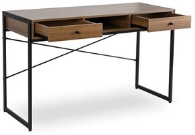 Biurko do Pracy w Domu Czarny Stelaż STEP 123 cm Orzech/Czarne Nowoczesne