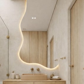 Lustro asymetryczne z podświetleniem FLOW Corner LED | Różne rozmiary | Różne kolory : Kolor tafli szkła - Grafit, Rozmiar - 120 x 214,5 cm, Wersja - Prawa