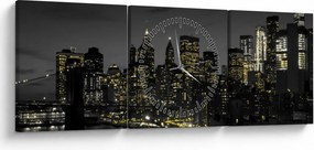 Obraz nocnej metropolii (z zegarem) (90x30 cm)