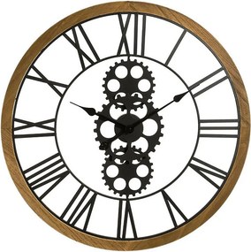 Duży Zegar Ścienny Industrialny z Drewna i Metalu D 70 cm Czarny