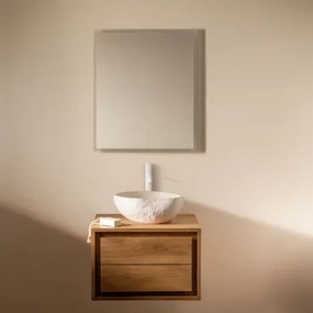 Zestaw Wiszących Mebli Łazienkowych Z Drewna Tekowego Jabari Drewno Tekowe & Nieregularna Z Biały Cementu - Sklum