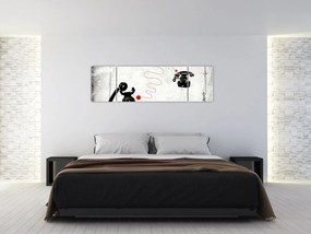 Obraz - Rysunek telefonu w stylu Banksy (170x50 cm)