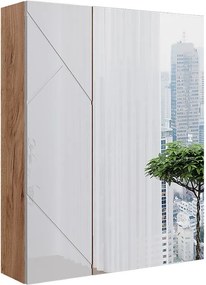 Szafka łazienkowa z lustrem biały/dąb 60x17.2x75 irma