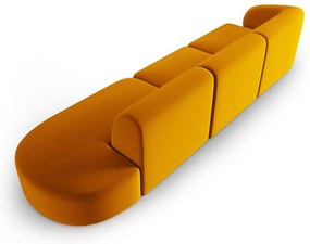 Musztardowa aksamitna sofa lewostronna 311 cm Paolo – Milo Casa