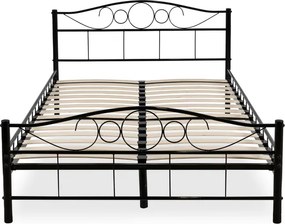 Łóżko Metalowe 140x200 cm ze Stelażem Dwuosobowe GRIFFIN Czarne Loft