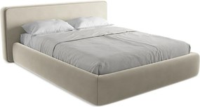 Łóżko 200 x 225 - z weluru - perłowy - KIANA