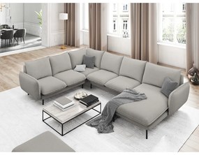 Jasnoszara sofa w kształcie litery U Cosmopolitan Design Vienna, lewostronna