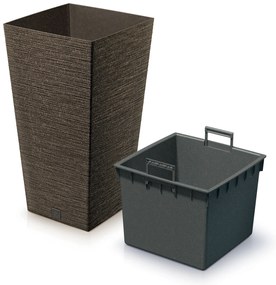 Donica ogrodowa kwadratowa Furu Square Eco Wood 45 cm kawa PROSPERPLAST