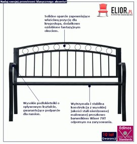 Ławka ogrodowa z okuciem w koła D5-S71