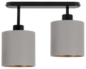 Lampa sufitowa czarna dwupunktowy spot z szarymi abażurami C-3306SC-GR