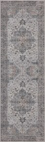 Dywan vintage INKA Klasyczny Medalion z Efektem Postarzenia Beżowo-Szary 80 cm x 250 cm