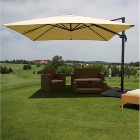 Obrotowy parasol wspornikowy MCW-A96 III,  kremowy ze stojakiem, obrotowy