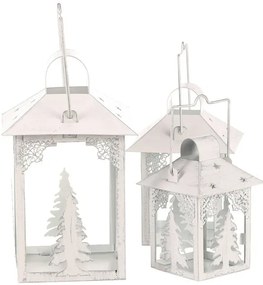 Zestaw latarni metalowych Choinki 3 szt., biały