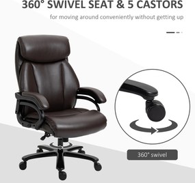 Vinsetto Fotel biurowy obrotowy z regulacją wysokości funkcja przechylania skóra PU brązowy | Aosom PL