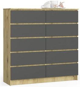 Wąska komoda do przedpokoju dąb artisan + grafit - Awoni 3X