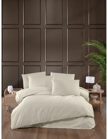 Kremowa adamaszkowa pościel dwuosobowa z prześcieradłem/4-częściowa 200x220 cm – Mila Home